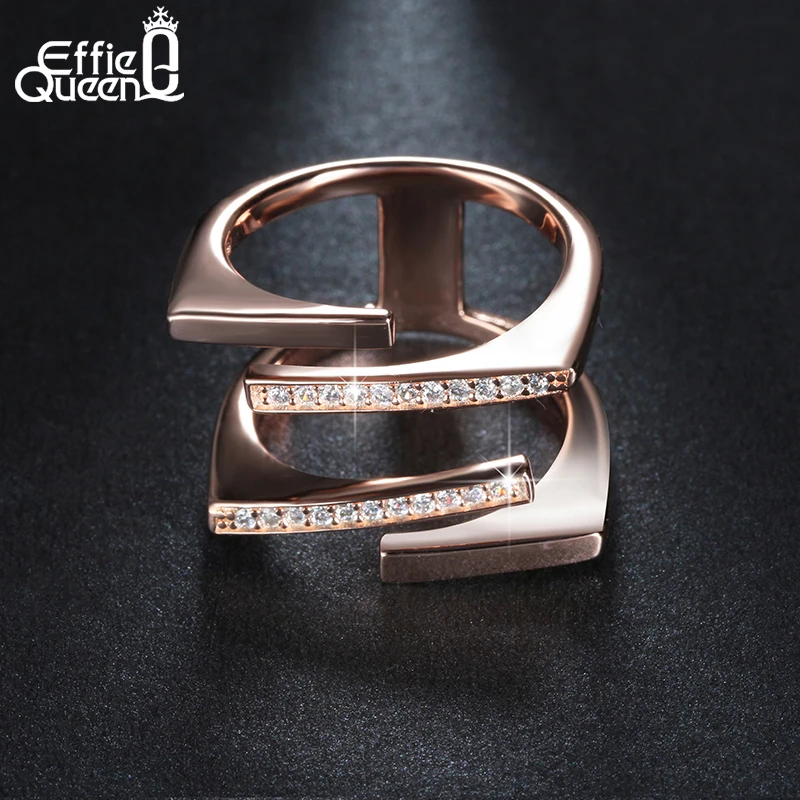 Effie queen Романтические кольца для помолвки для женщин Pave AAA кубический цирконий розовое золото серебро цвет обручальное кольцо ювелирные изделия подарок HOR127