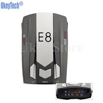 

OkeyTech E8 Best Metal Car Radar Detector Full Band 360Degree Radar Detector Scanning Voice Anti-Police English Russian Warning