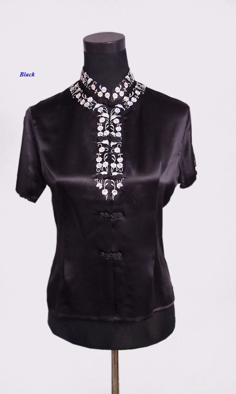 Натуральный шелк Женский Вышитые рубашка со стоячим воротником, чистый шелк китайский стиль рубашки женские шелковой вышивкой Женские блузки