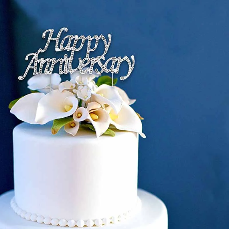 Happy Anniversary Cake Topper For 10th th 25th 30th 36th 40th 50th 60th 70th Wedding Anniversary Table Centerpiece Decoration Party Diy Decorations Aliexpress