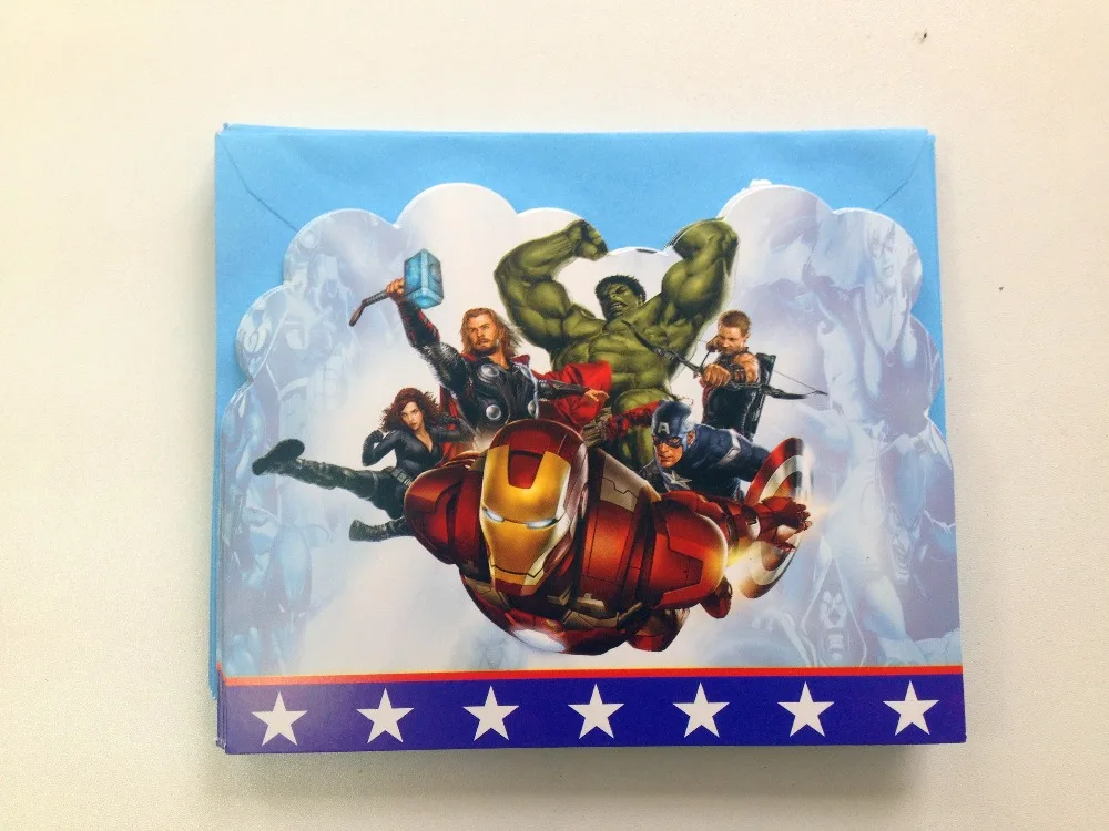  12pc/lot Superhero Party Supplies Invitation Card Children Birthday Party Supplies Birthday Invitat - 32965164383