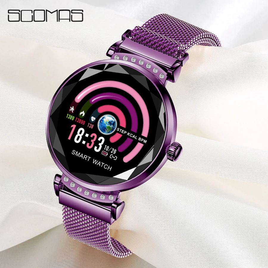 Newest Women Smart Watch 1.01"Round Display 3D Diamond Glass