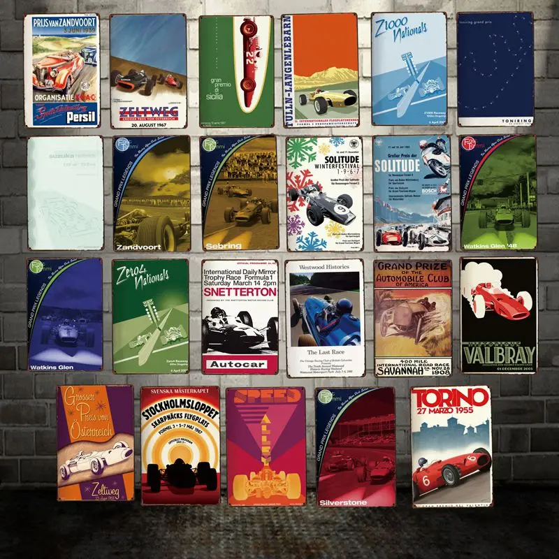 

[ DecorMan ] Car Racing old Metal Posters Custom wholesale tin signs Mural Paintings Bar PUB Decor HY-1736