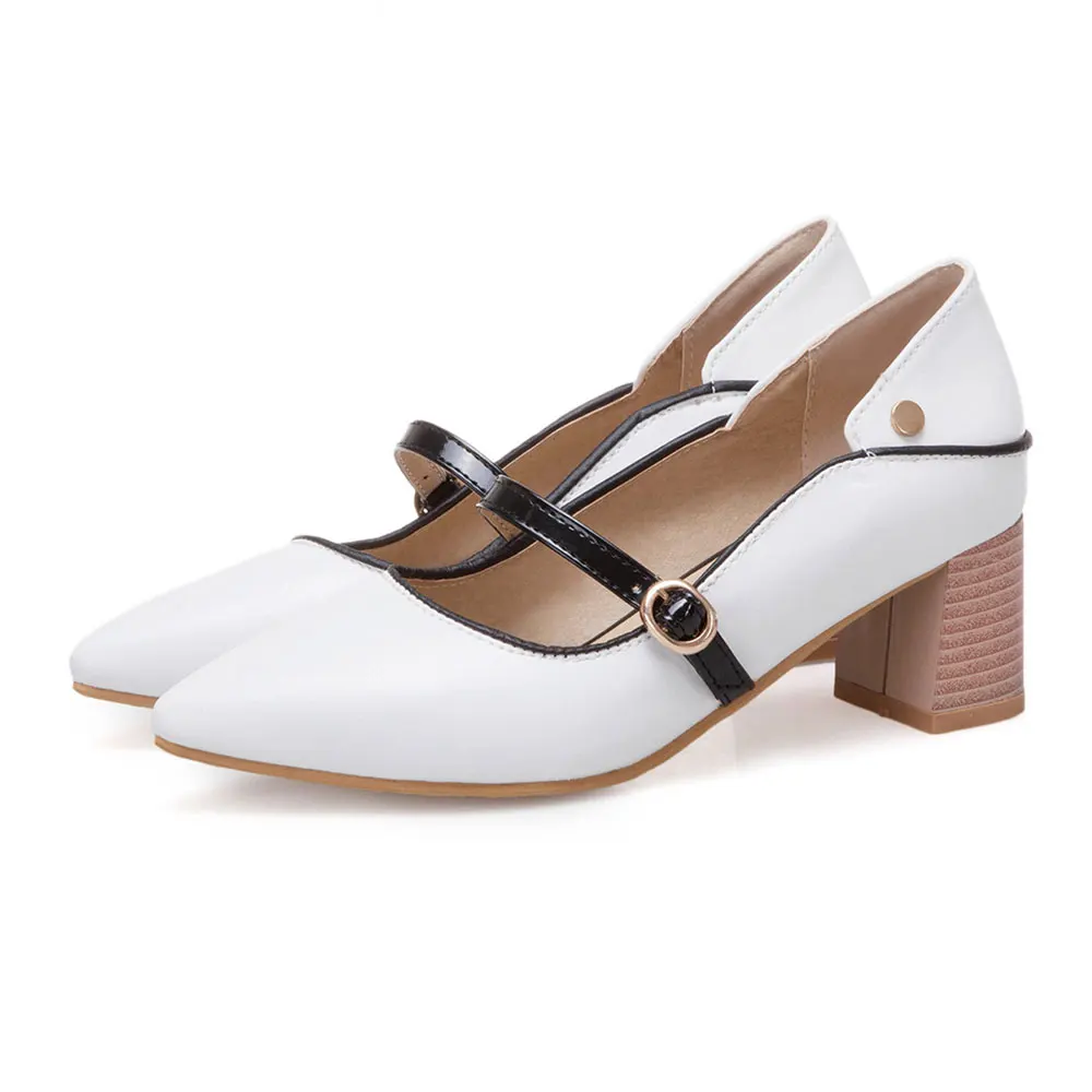Sgesvier/ горячая распродажа; новые туфли-лодочки; женская обувь; весенние туфли с острым носком и пряжкой; женские классические туфли на высоком каблуке; свадебные туфли для выпускного - Цвет: Белый