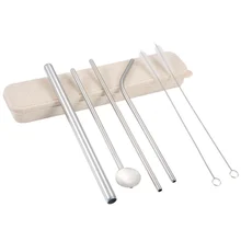 6 шт. из нержавеющей стали простой набор соломинок для переноски мини-пылесос ложка многоразовая Солома для молоко чай кофе бар аксессуары