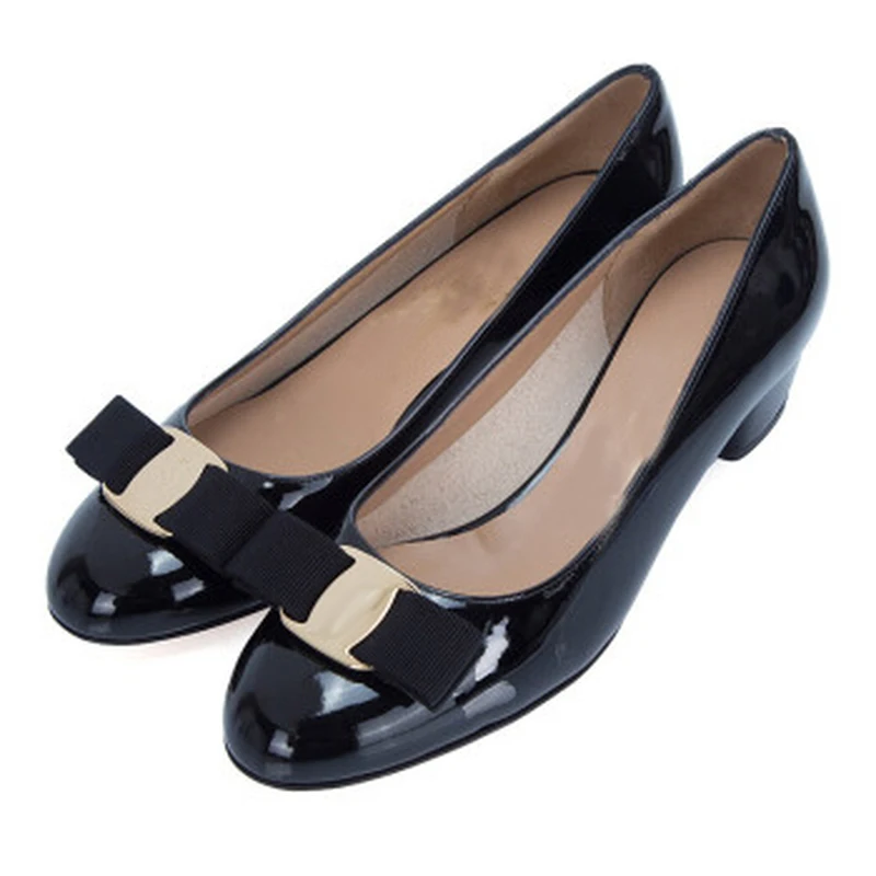 

Top Luxury Brand Genuine Leather Ladies Bow Metal Decoration Women's Singles Shoes Women Casual Shoes Wedding Shoes Basic