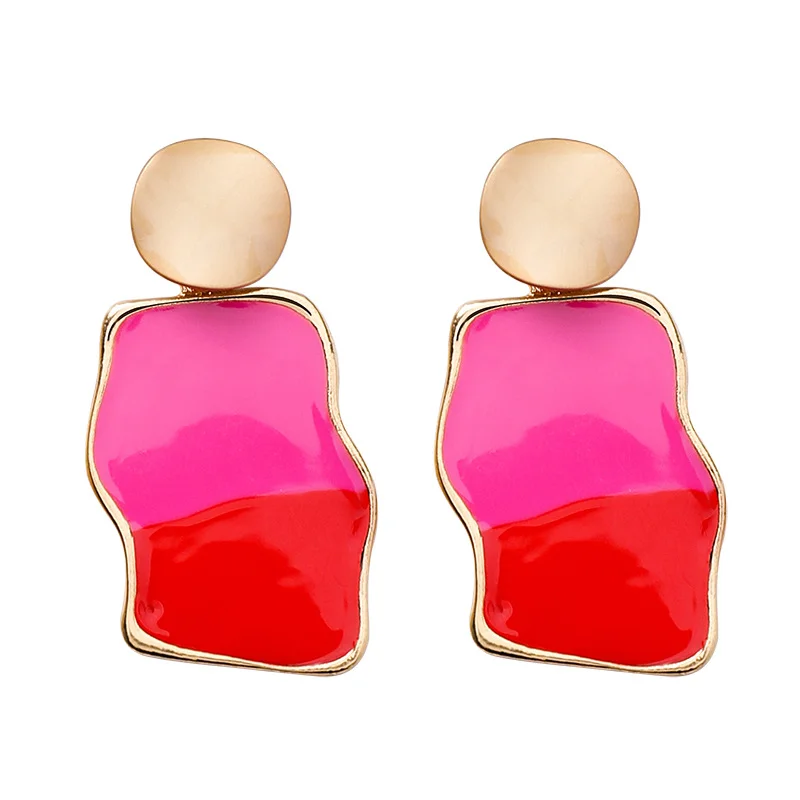 

Vintage Metal Geometric Square Heart Earrings for Women Statement Contrast Design Korean Earings Drop Pendientes Brincos ER193