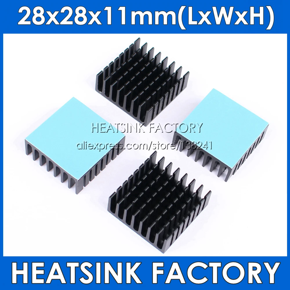 

28x28x11mm Aluminum Heatsink Radiator Cooling For Electronic Chip IC 3D printer Raspberry PI With Thermal Conductive Tape