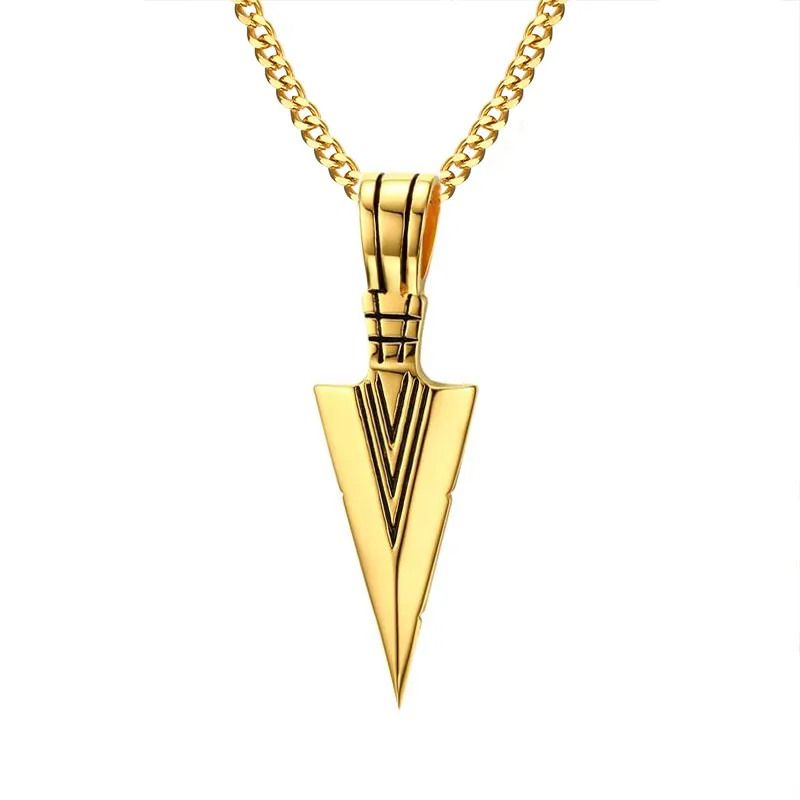 Мужское винтажное ожерелье с подвеской в виде стрелы, много цветов, нержавеющая сталь, мужские ювелирные изделия в стиле рок-панк - Окраска металла: Gold 24 chain