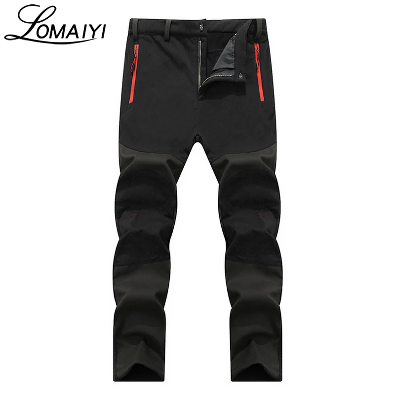 LOMAIYI новые мужские зимние повседневные брюки, мужские штаны с флисовой подкладкой, дышащие теплые мужские брюки с черной молнией, AM201