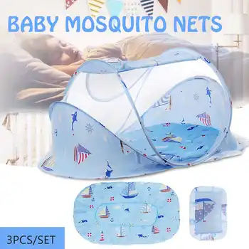 

Folding Baby Music Mosquito Nets Bed Mattress Pillow Three-piece Suit For 0-2 Years Old Children Baby Bedding Crib