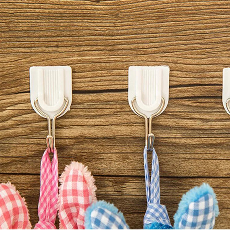 Home white super strong plastic hook stick hooks 6pcs a lot door