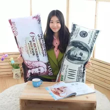 Креативная сто долларов фунт плюшевая подушка-валик набивная Соединенные Штаты Великобритания валюта моющаяся Подушка 75 см