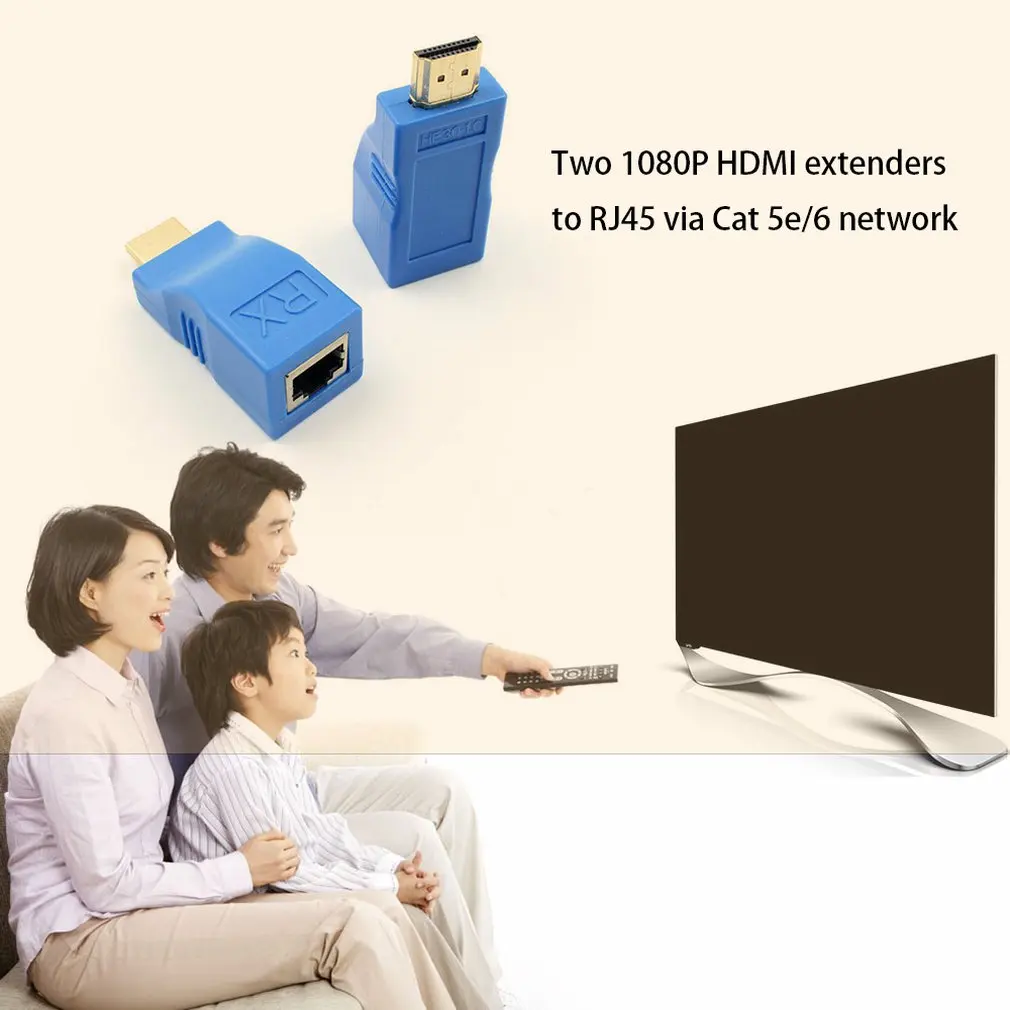 2 шт 1080P HDMI удлинитель для RJ45 через Cat 5e/6 сетевой адаптер Усилитель сигнала для HDTV дисплея