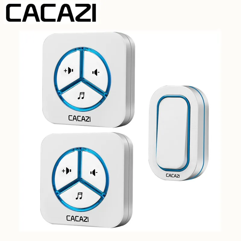 

CACAZI Wireless Doorbell Waterproof 1 Battery Button 2 Receiver 280M Remoto US EU UK Plug Home Cordless DoorBell 48 Chimes