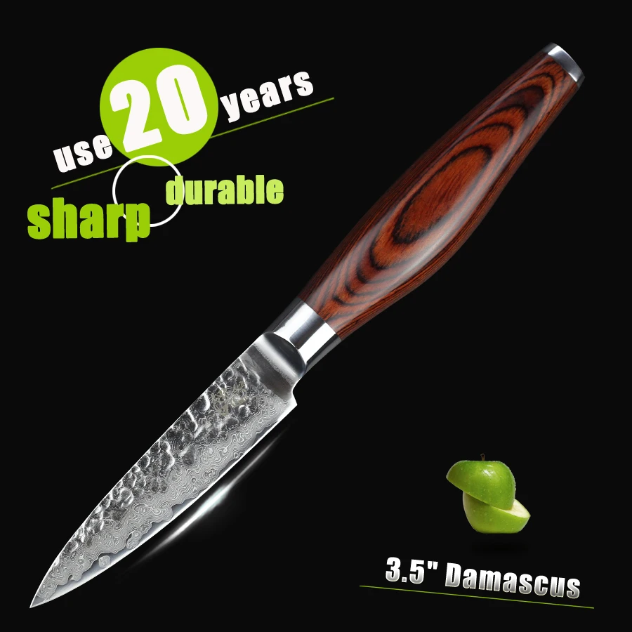 HAOYE 3.5" damascus paring knife Japanese vg10 Hammer steel kitchen