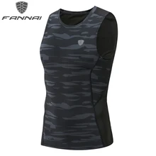 FANNAI Для мужчин для бега спортивный жилет спортсмена сухим рубашка Мужской Баскетбол Training Tight майка тренажерный зал Фитнес одежда Для мужчин футболка AM323