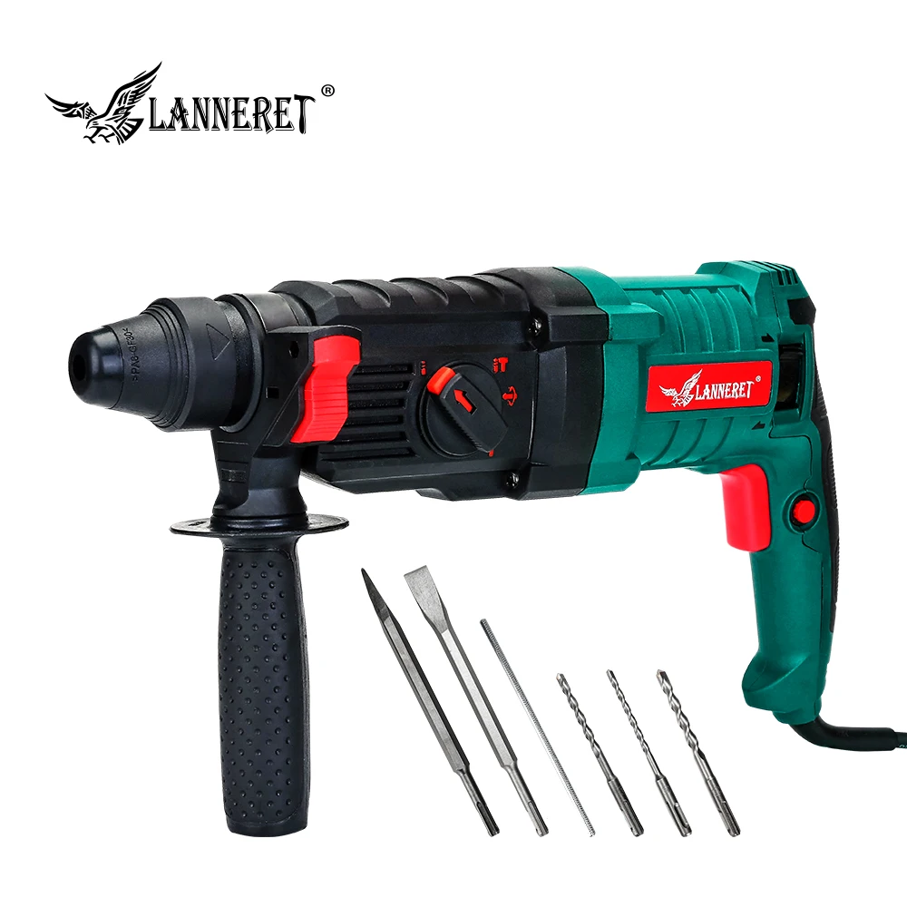 LANNERET 800W 26mm Electric Rotary Hammer Drill 5pcs Accessories 4
