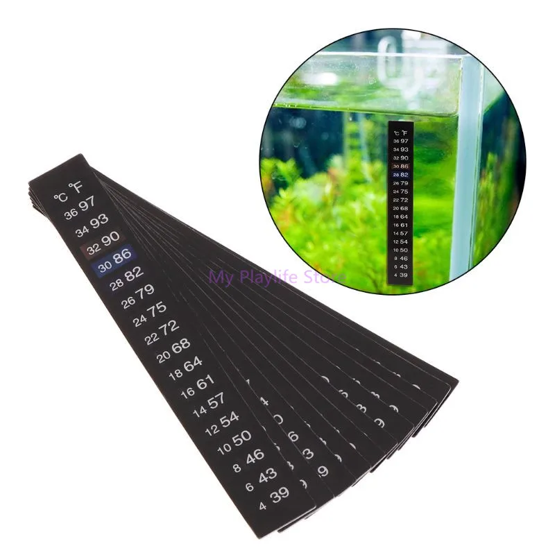 

10Pcs/set Dual Scale Aquarium Thermometer Fish Tank Liquid Temperature Tester Sticker Fahrenheit Digital LCD Adhesive Strip C42