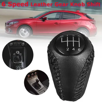 

Black Leather Gear Stick shift Knob 6 Speed For Mazda 3 BK BL/ 5 CR CW/ 6 II GH Drop Shipping