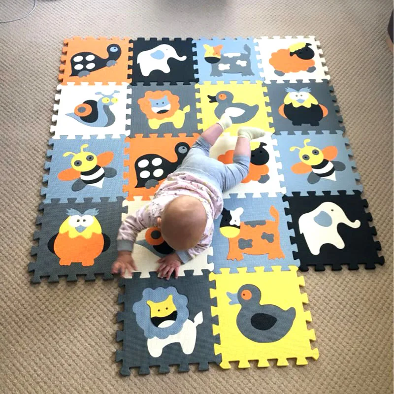 mqiaoham Cartoon Animal Pattern Carpet EVA Foam Puzzle Mats Kids Floor