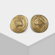 Круглые Выгравированные серьги-гвоздики в стиле ретро