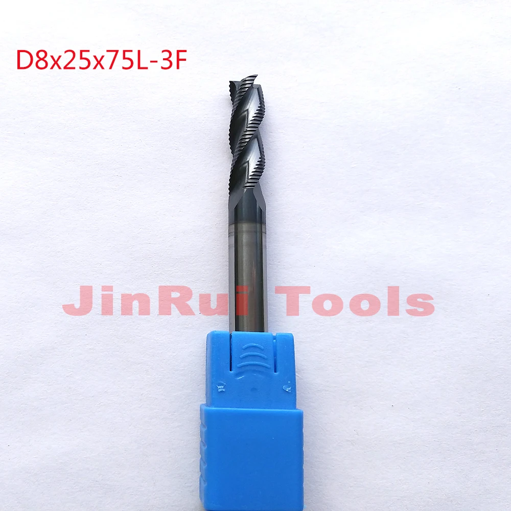 

1pc 8mm D8*25*D8*75 HRC45 3 Flutes Solide Carbide Roughing End Mills CNC router bit milling cutter Tools knife fresa