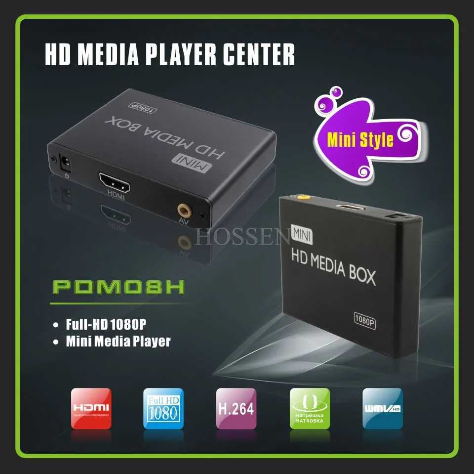 Mini USB 1080P HD HDMI Multi Media Box Player Upscaling SD//MMC//MS with Remote