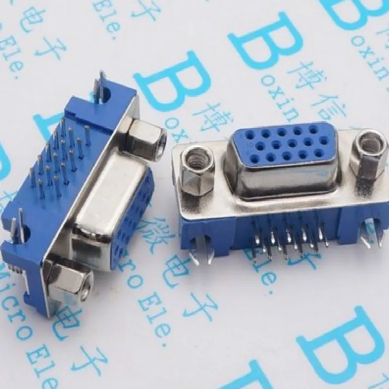 10Pcs DR15 DB15 3Rows Blue Parallel Port 15 Pin D Sub Female Way PCB 90 Degree Connector Socket Plug VGA Adapter | Обустройство дома