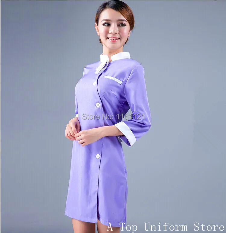 Image Women s medical service or dental clinic working uniform ,beauty salon working clothes mauve color