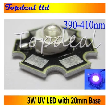 

10pcs/lot 3W UV LED ultra voilet led high power led lamp light 395-400nm with 20mm star heatsink