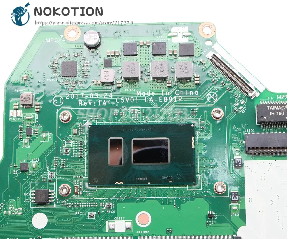 NOKOTION لشركة أيسر أسباير A515 A515-51 اللوحة المحمول SR3LA i5-8250U CPU NBGSW11001 C5V01 LA-E891P اللوحة الرئيسية