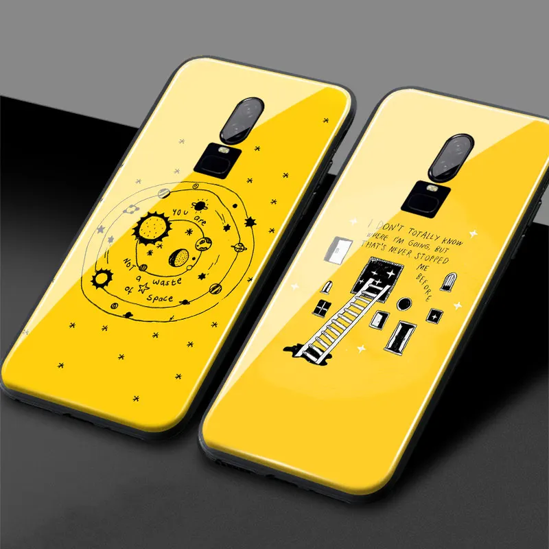 Желтый эстетика искусство цитаты мемы стихи Coque закаленное стекло ТПУ Мягкий