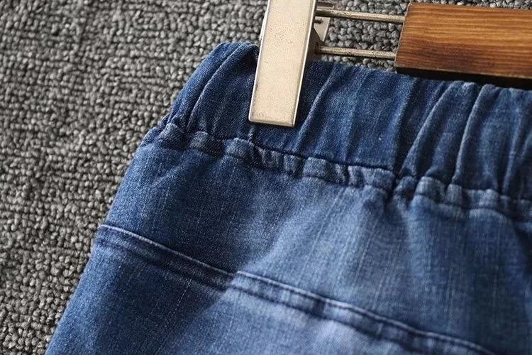 LXMSTH 2019 Весна для женщин джинсы для плюс размеры эластичный шнурок на талии промывают свободные s повседневное джинсовые штаны прямые ж