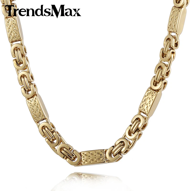Trendsmax золото Византийская цепь для мужчин нержавеющая сталь цепочки и ожерелья