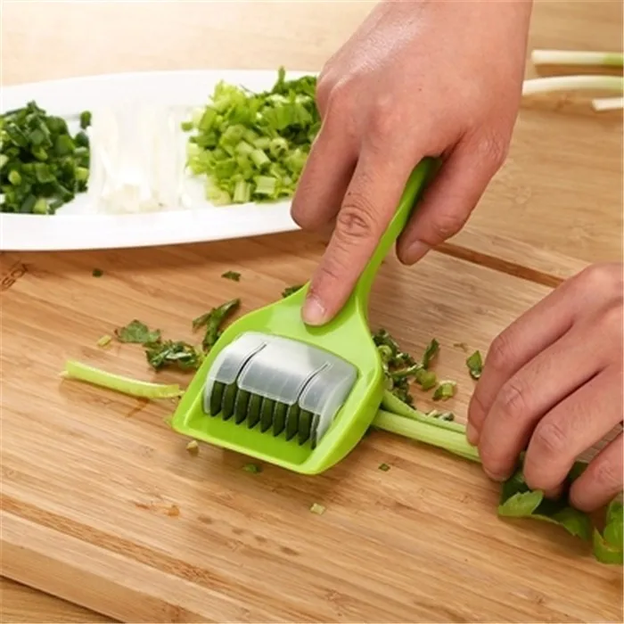 Stainless Kitchen Accessories Gadgets Blade Green Onion Chopper Slicer Garlic Coriander Cutter Chopper Vegatable Cooking Tools15