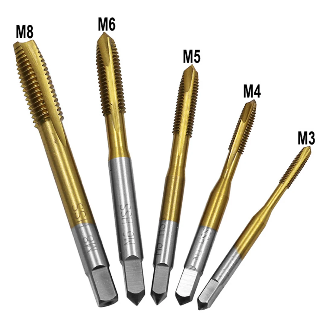 

1pcs/5pcs HSS M3 M4 M5 M6 M8 Machine Straight Fluted Screw Thread Metric Plug Hand Tap Drill Set Hand Tools