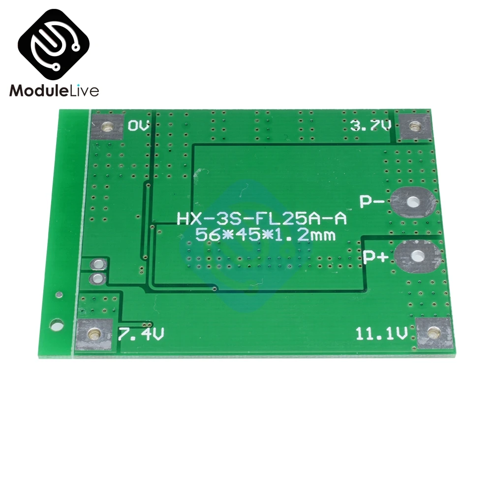 3 S 25A Li-Ion 18650 BMS батарея PCM Защитная плата BMS PCM с балансом для литий-ионных плата защиты литий-полимерных аккумуляторов модуль 12 В