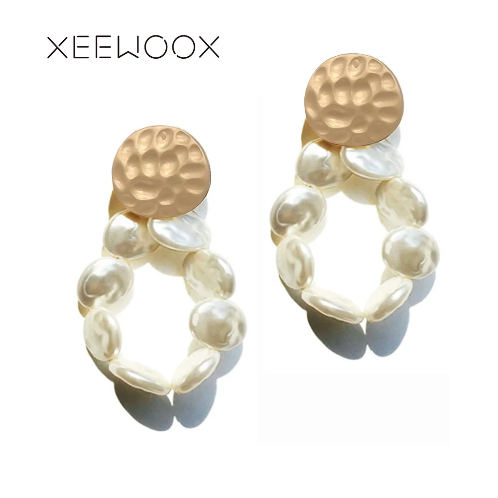 XEEWOOX 2019 Boho Retro circular Pearl Earrings Romantic Designer Gold Grace Creative Drop For Women Gift | Украшения и