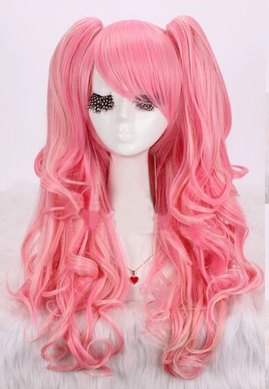 

New Fashion Curly Lolita Hairstyle Anime Cosplay Party With 2 Ponytail Wig heat resistant Ladys WIGS