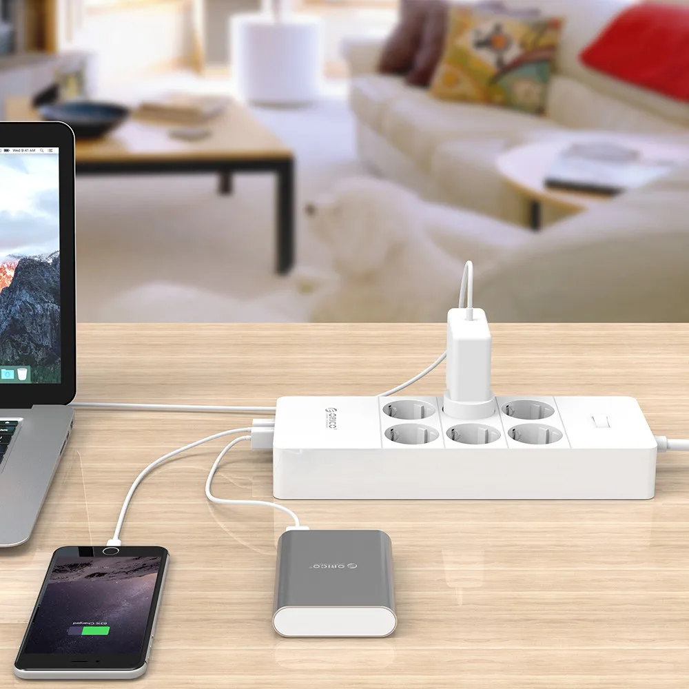 Блок питания ORICO 6 розеток защита от перенапряжения 5x2 4 а USB порт супер зарядки