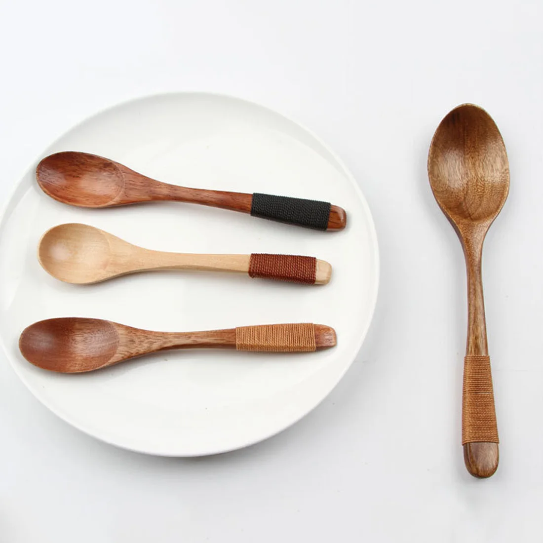 

14-18cm Wooden Spoon Bamboo Kitchen Cooking Utensil Tool Soup Teaspoon Catering Home Baby Restaurant