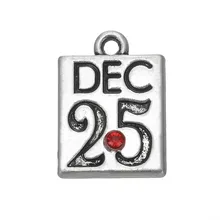 Античный посеребренный 25 декабря короткий на 25 декабря камень рождения Рождественские амулеты гравированные диск DIY Ювелирные изделия смешанные 20 шт