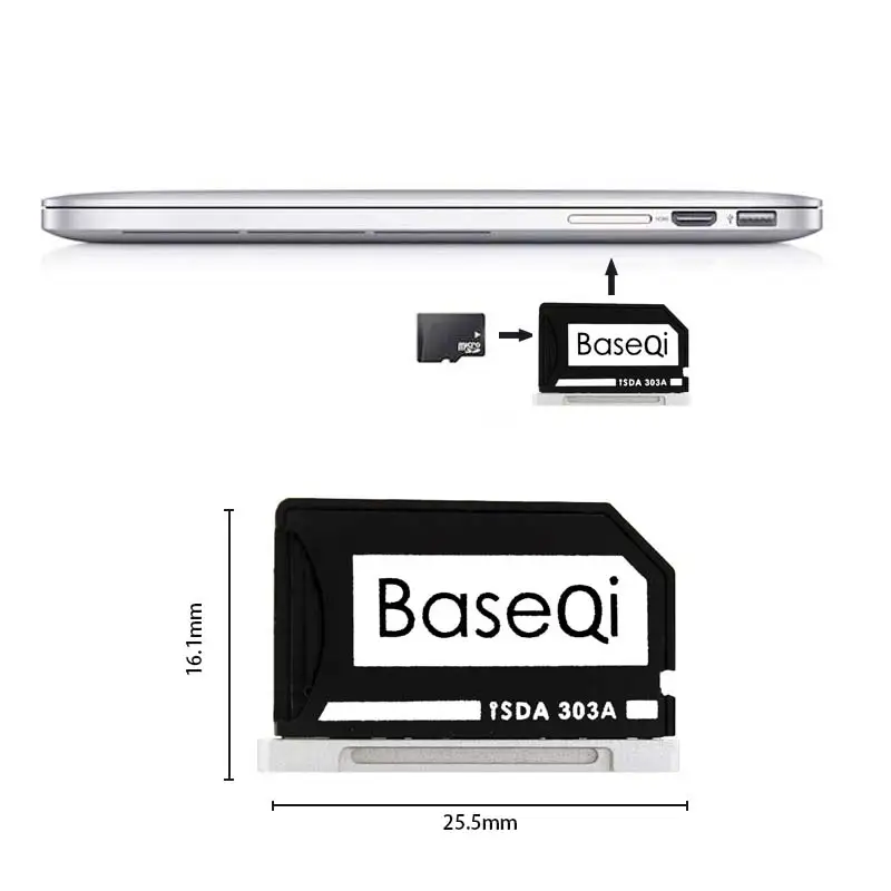 BASEQI microSD адаптер TF кард-ридер Ninja Stealth Drive адаптер для MacBook Air 1" и MacBook Pro retina 13"/1"(Non-retina