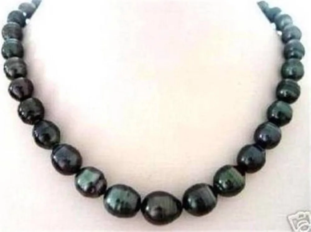 

Hot sale new Style >>>>>NATURAL 9-10MM TAHITIAN RICE BLACK PEARL NECKLACE 17