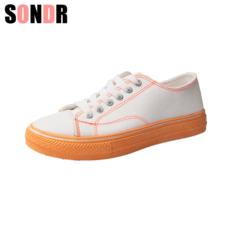 

Women Canvas Shoes Female Casual Sneakers for Woman Round Toe Lace Up Solid Yellow Pink Purple Green Plus Large Size 40