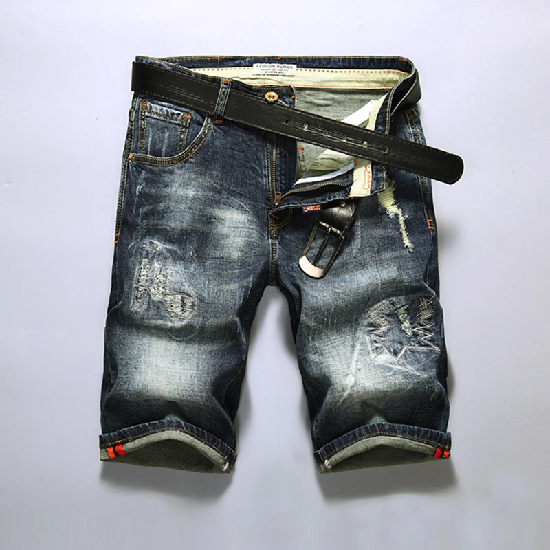 New Arrive Shorts Men Ripped Short Jeans Straight Retro Shorts Jean