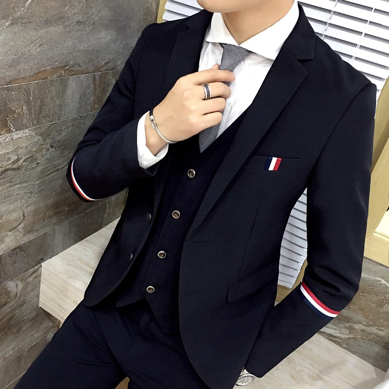 2018 Mens Cotton Fashion Webbing Casual Business Suit Jackets / Men High-end Formal Wedding Dress Groom Suit Blazer ( 1 Piece )