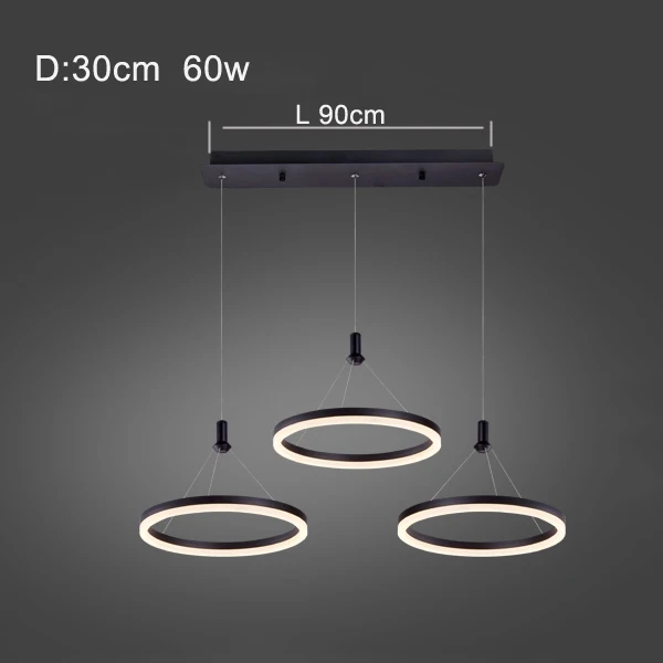 Современные светодиодные подвесные лампы для столовой, акриловая круглая Подвесная лампа, 85-265 в, светодиодный подвесной светильник для столовой, кухни - Цвет корпуса: 3 lamps 60w