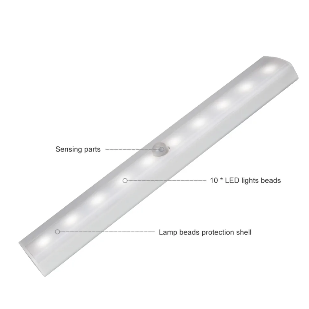 

4pcs/lot 10 LED Wireless PIR Motion Sensor Light Intelligent Portable Infrared Induction Lamp Night Lights for Cabinet Closet